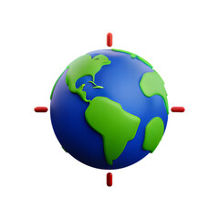 Earth globe 3d style isolated on transparent background