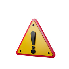 Warning triangle sign 3d style isolated on transparent background