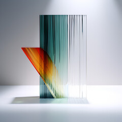 3d render glass product podium. glass morphism, abstract modernism 