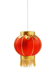 Happy chinese new year wealth and prosperity with chinese lanterns  isolated on background. 3D Elements asian festival for banner, poster, flyers, greeting card. 3d rendering © goku4501