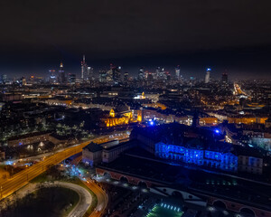 Fototapeta na wymiar Panorama Warszawy nocą