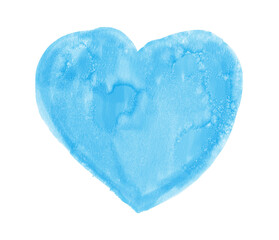 手描きの水彩テクスチャ　ハート　水色