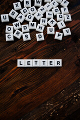 letter word in scattered English alpabets