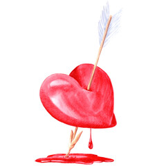 A bleeding heart pierced by an arrow