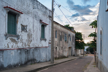 street view in Inhambane Mozambique with laguna in the back