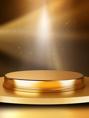 Gold luxury product display or elegance podium pedestal on abstract golden cloth background with presentation backdrops stage showcase, empty podium, copy space - generative ai