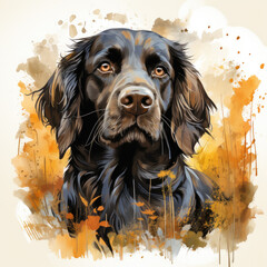 watercolor Field Spaniel clipart, Generative Ai