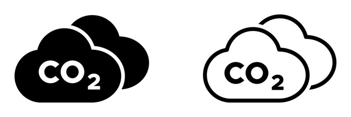 Cloud with text (CO2) vector icon illustrations