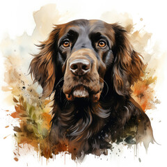 watercolor Field Spaniel clipart, Generative Ai