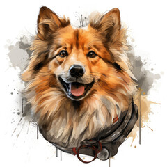 Fototapeta premium watercolor Finnish Lapphund clipart, Generative Ai