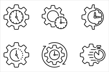 Time management icon set. Deadline vector illustration. Isolated contour of workflow on white background.