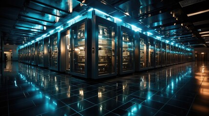 Network of power: Luminous server racks in high-security digital hub