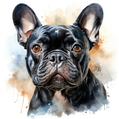 watercolor French Bulldog clipart, Generative Ai