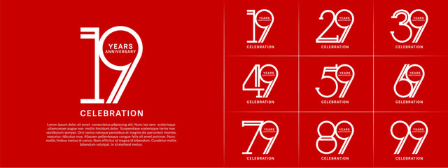 set of anniversary logotype white color for special celebration event