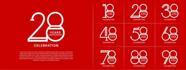 set of anniversary logotype white color for special celebration event