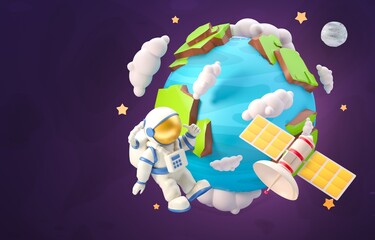 Astronaut in Space. 3D Illustration