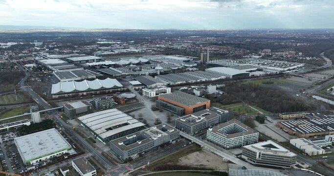 Exhibition and event building in Hannover. One of the largest exhibition centers in the world.