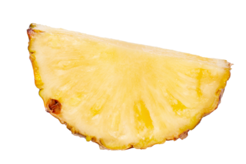 A piece of fresh pineapple cut into half rings. Isolated.