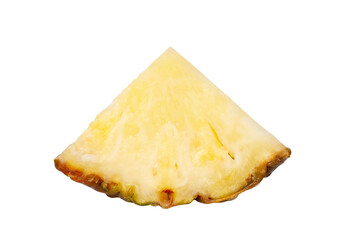 A piece of fresh pineapple cut into half rings. Isolated.