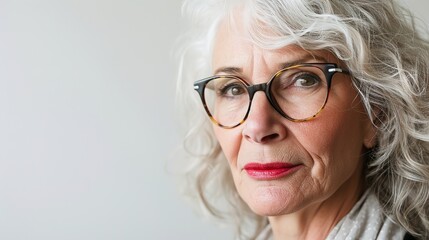 Fototapeta premium Portrait of beautiful senior woman in front of white background