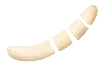 Fresh raw banana cut into pieces. Isolated