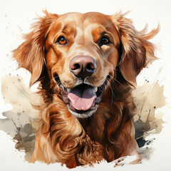 watercolor Golden Retriever clipart, Generative Ai