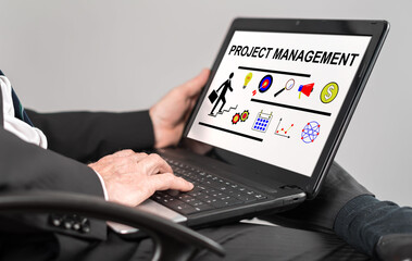 Project management concept on a laptop