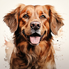 watercolor Golden Retriever clipart, Generative Ai