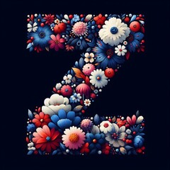 Flower font letter Z. AI generated illustration