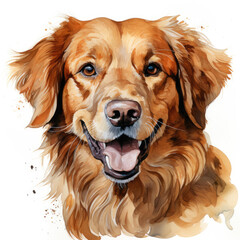 watercolor Golden Retriever clipart, Generative Ai