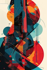 Abstract Music Patterns depicting sheet music and musical instruments, minimalist poster background, copy space