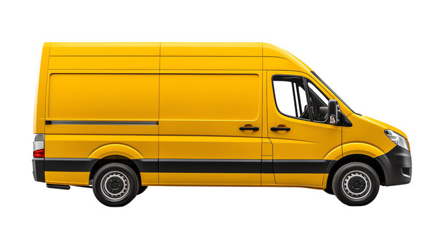 yellow van isolated on white