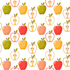 Seamless polka dot, symmetrical pattern of drawn apples
