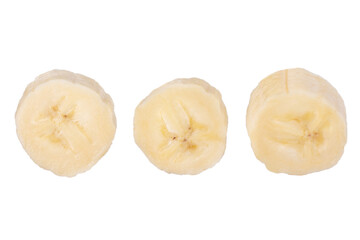 Fresh raw banana cut into pieces. Isolated