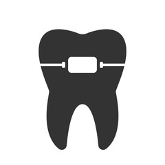 Dental braces black icon. Orthodontic dentistry. Vector illustration