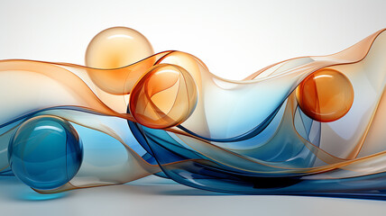 delicate light abstraction of circles and curved lines with a beautiful gradient of blue and yellow, soft shades