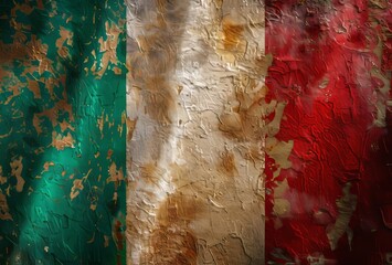 Italy flag background with worn vintage texture with weathered effect