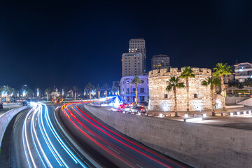 Albania, Durres old wall castle venetian towers night