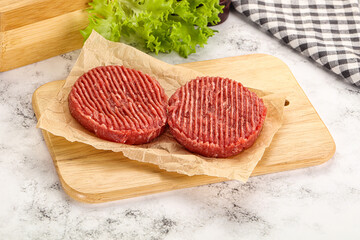 Raw beef  burger cutlet for grill