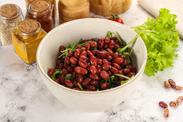 Red canned beans with arugula