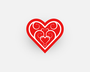 Red Love Heart Shaped Decorative design. love symbol vector