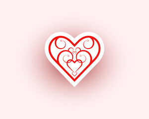 White Love Heart Shaped Decorative design. Vector illustration