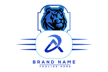 Tiger DA Blue logo Design. Vector logo design for business.