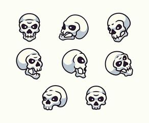 Skull pack collection cartoon character vector illustration