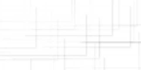 Abstract white and gray background design with layers of textured white transparent material in triangle and squares shapes. White color technology concept geometric line vector background.
