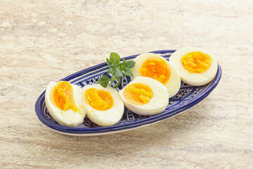 Boiled chicken egg for breakfast