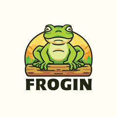 Frog cartoon mascot character logo design