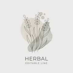 Cereal Editable line art Design. Natural organic herbal label for Cosmetics, Pharmacy, healthy food