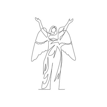 Angel drawn in line art style