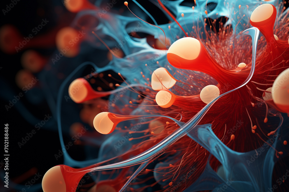 Fototapete a symphony of abstract shapes representing the harmonious integration of biology and informatics in 